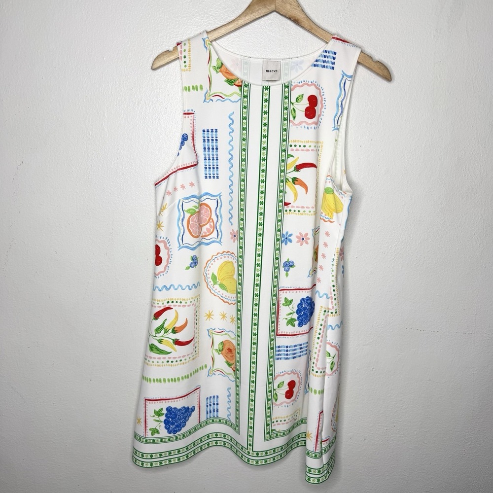 Maeve Anthropologie Fruit Print Sleeveless Mini Dress Twee Women Medium